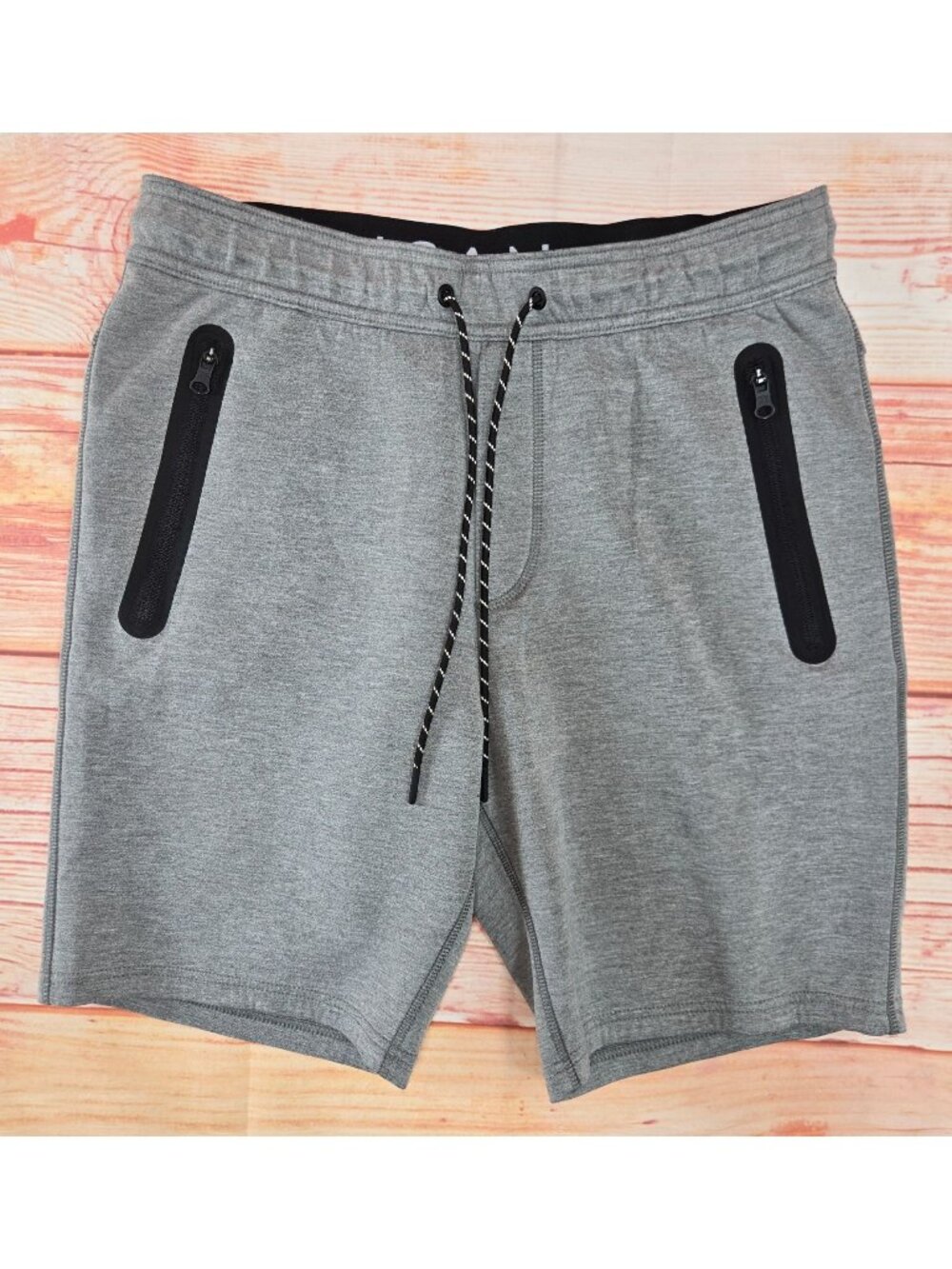 American Eagle Mens Gray Drawstring Shorts Medium W/ Zipper Pockets